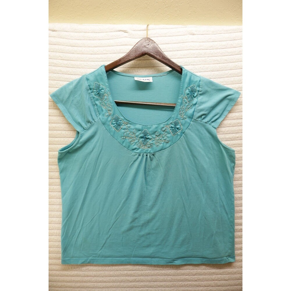 Blair Size XS Teal Short Sleeve T Tee Shirt Top Stretch Embellished Casual